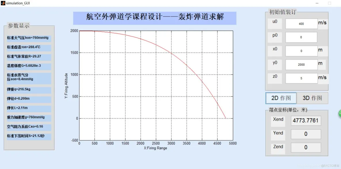 【气动学】基于matlab GUI外弹道仿真系统【含Matlab源码 1044期】_2d_03